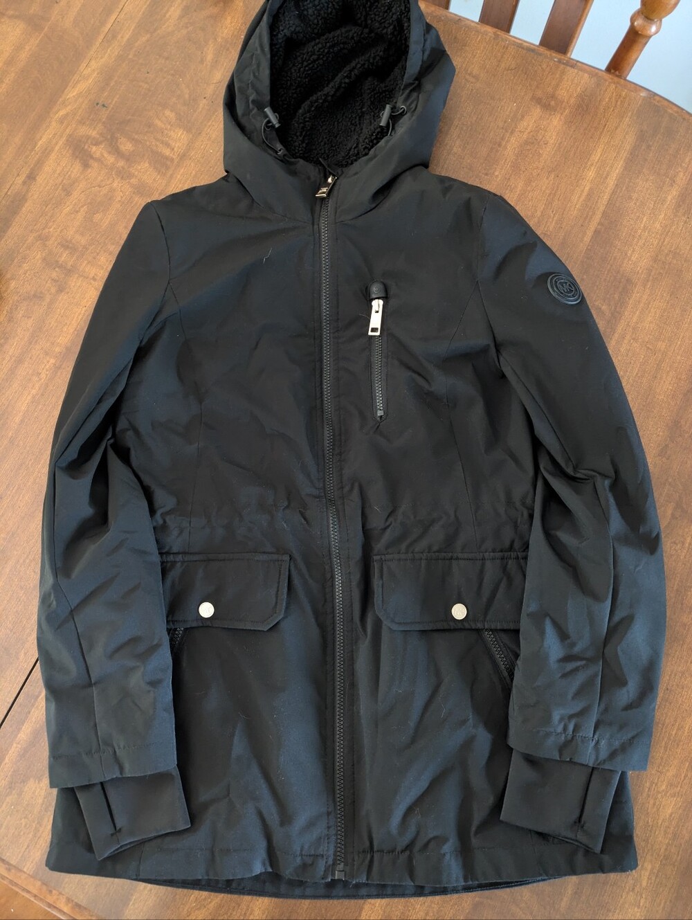 Michael Kors Black Hooded Utility Jacket XS